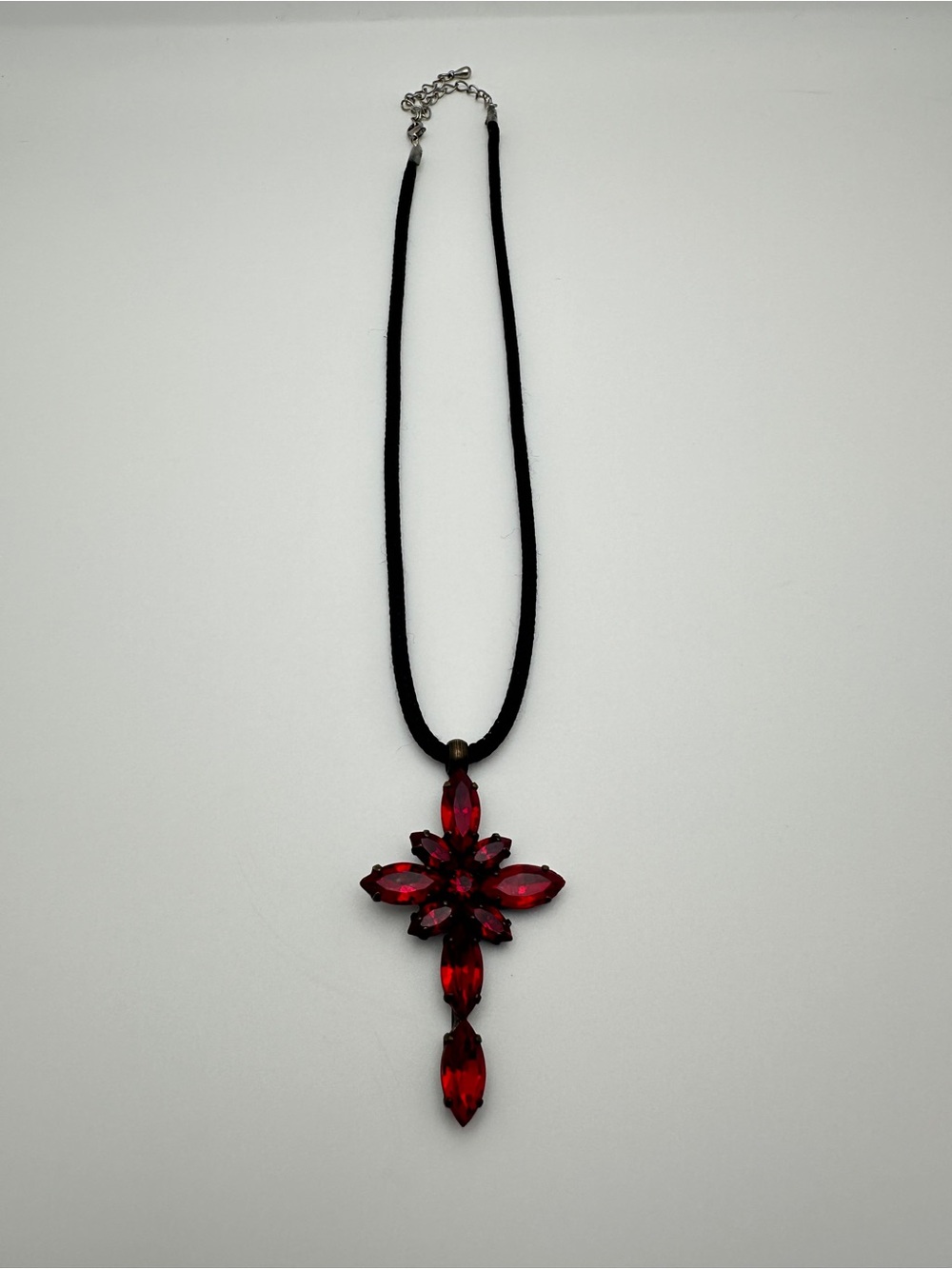 Red Crystal Cross Pendant Necklace
